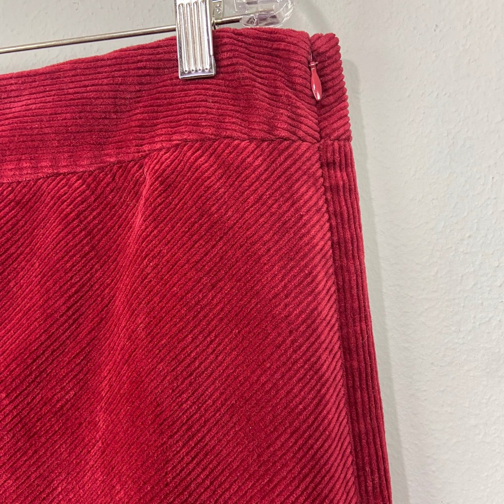 Loft Corduroy Mini Skirt Size 14 Dark Red Preppy Twee Holiday French Classic Y2K - Picture 4 of 8